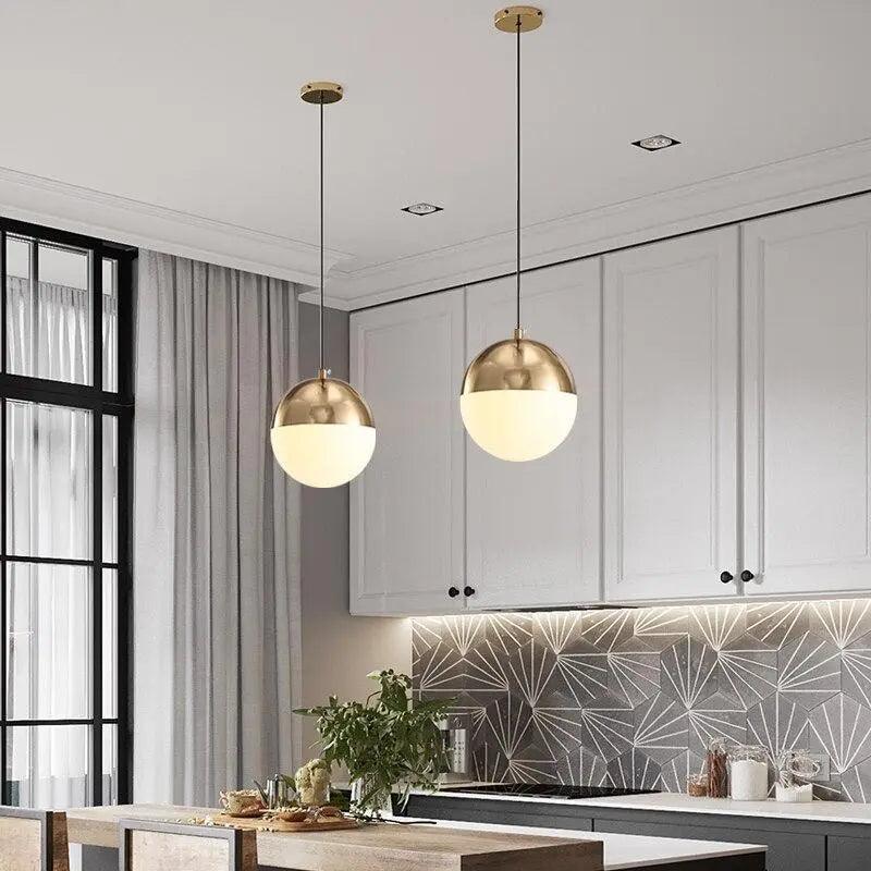 Modern Globe Pendant Light - Frosted Glass Loft Lamp in Black