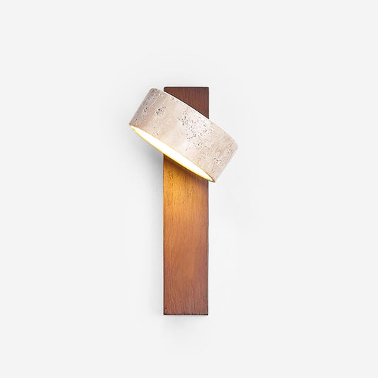 Jovan Travertine and Wood Wall Light