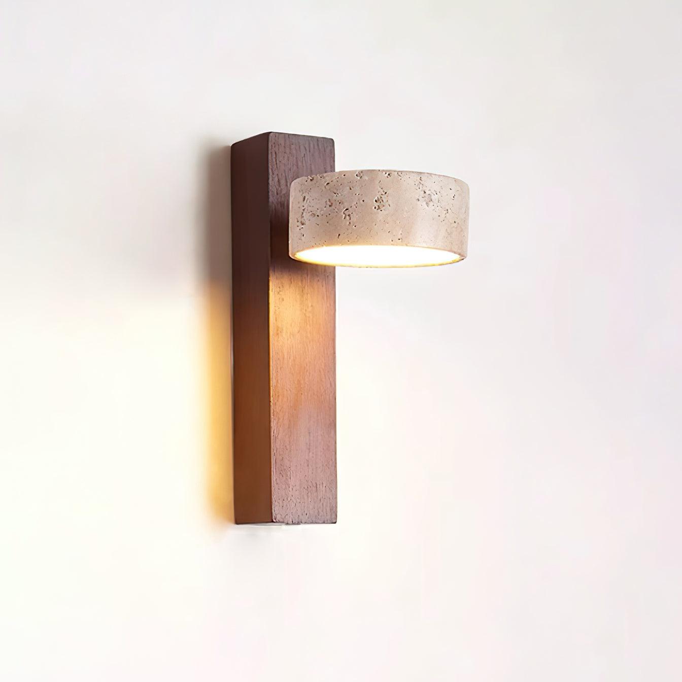 Jovan Travertine and Wood Wall Light