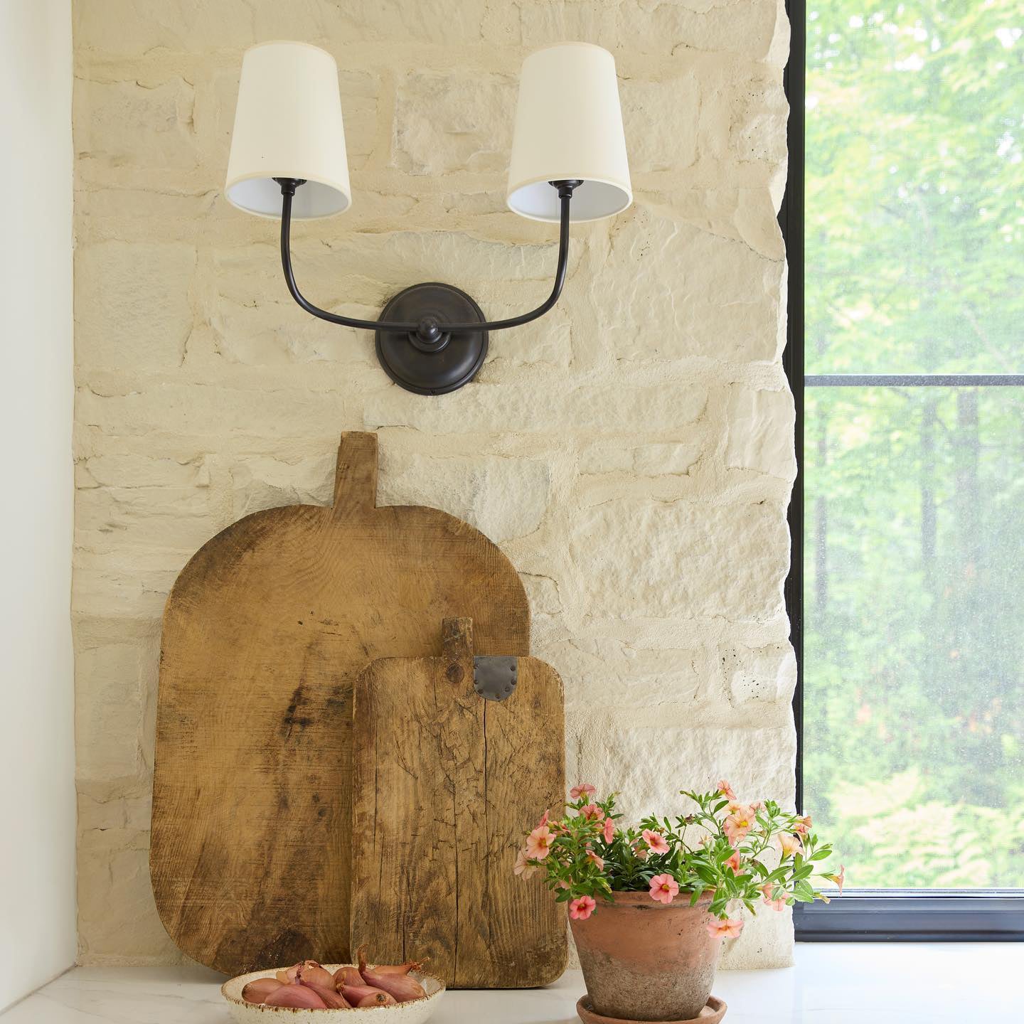 Victor Black Bronze Wall Lamp with Fabric Shade