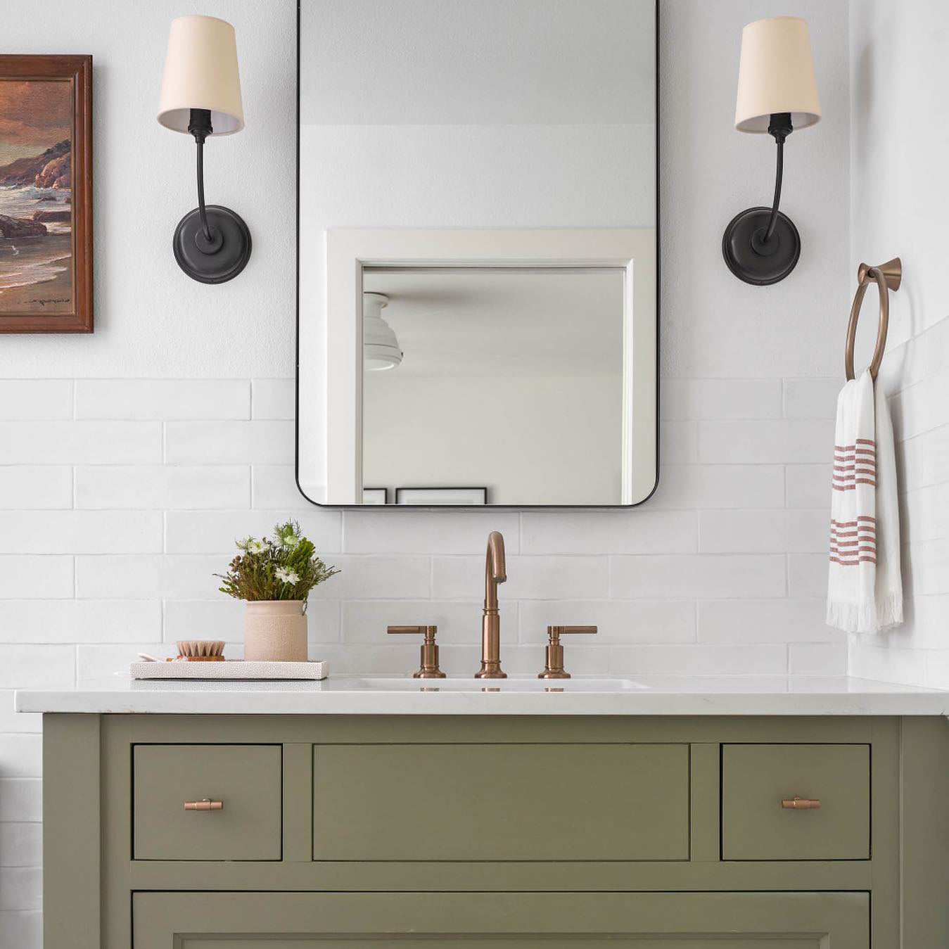 Victor Black Bronze Wall Lamp with Fabric Shade