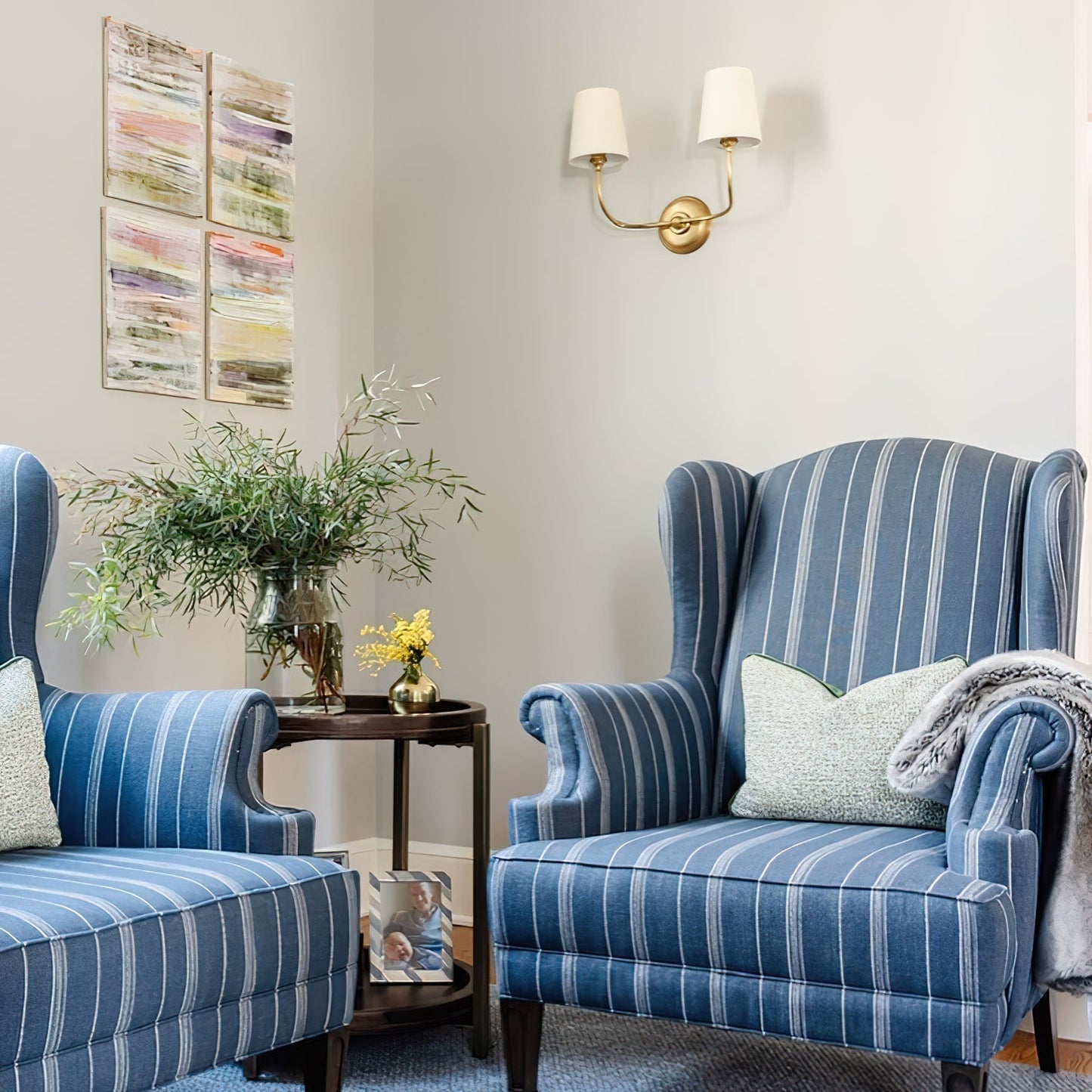 Victor Black Bronze Wall Lamp with Fabric Shade