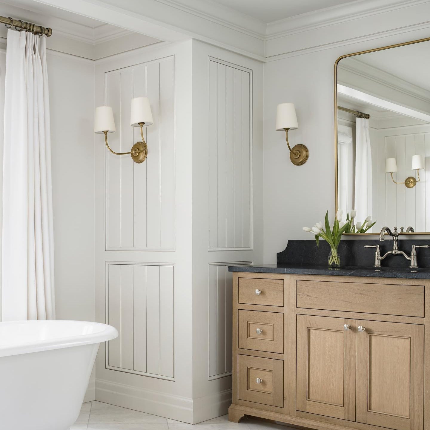 Victor Black Bronze Wall Lamp with Fabric Shade