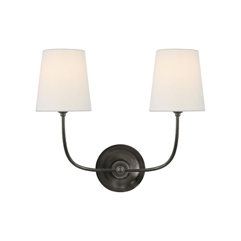 Victor Black Bronze Wall Lamp with Fabric Shade
