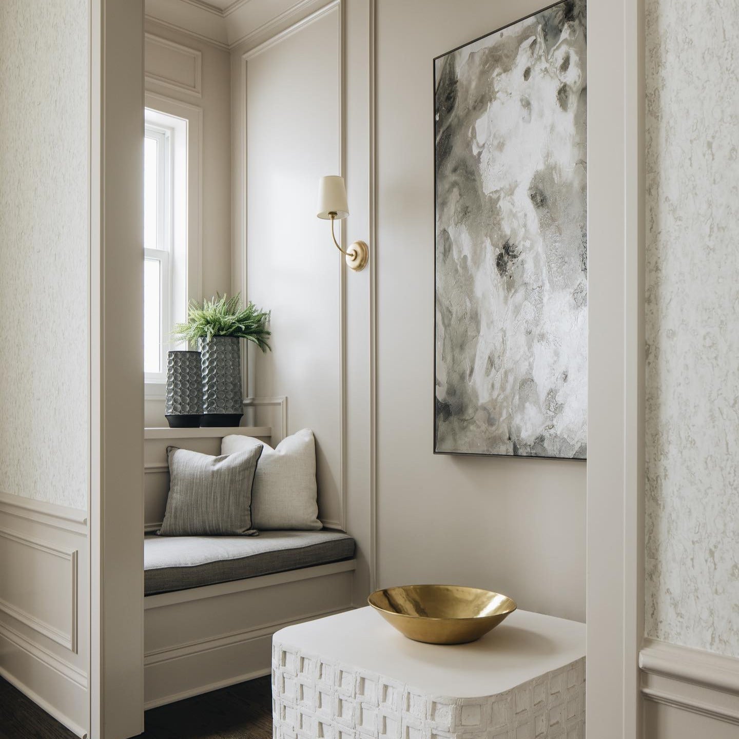 Victor Black Bronze Wall Lamp with Fabric Shade