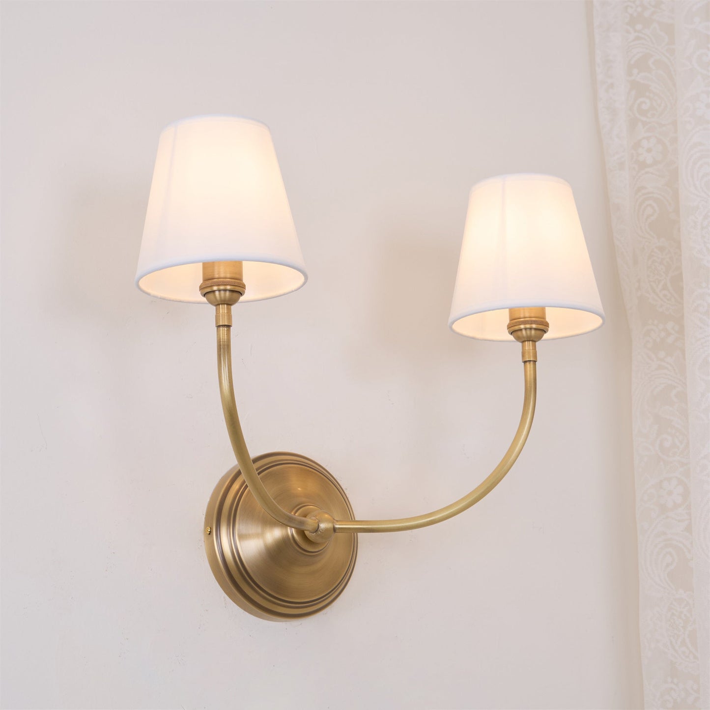Victor Black Bronze Wall Lamp with Fabric Shade
