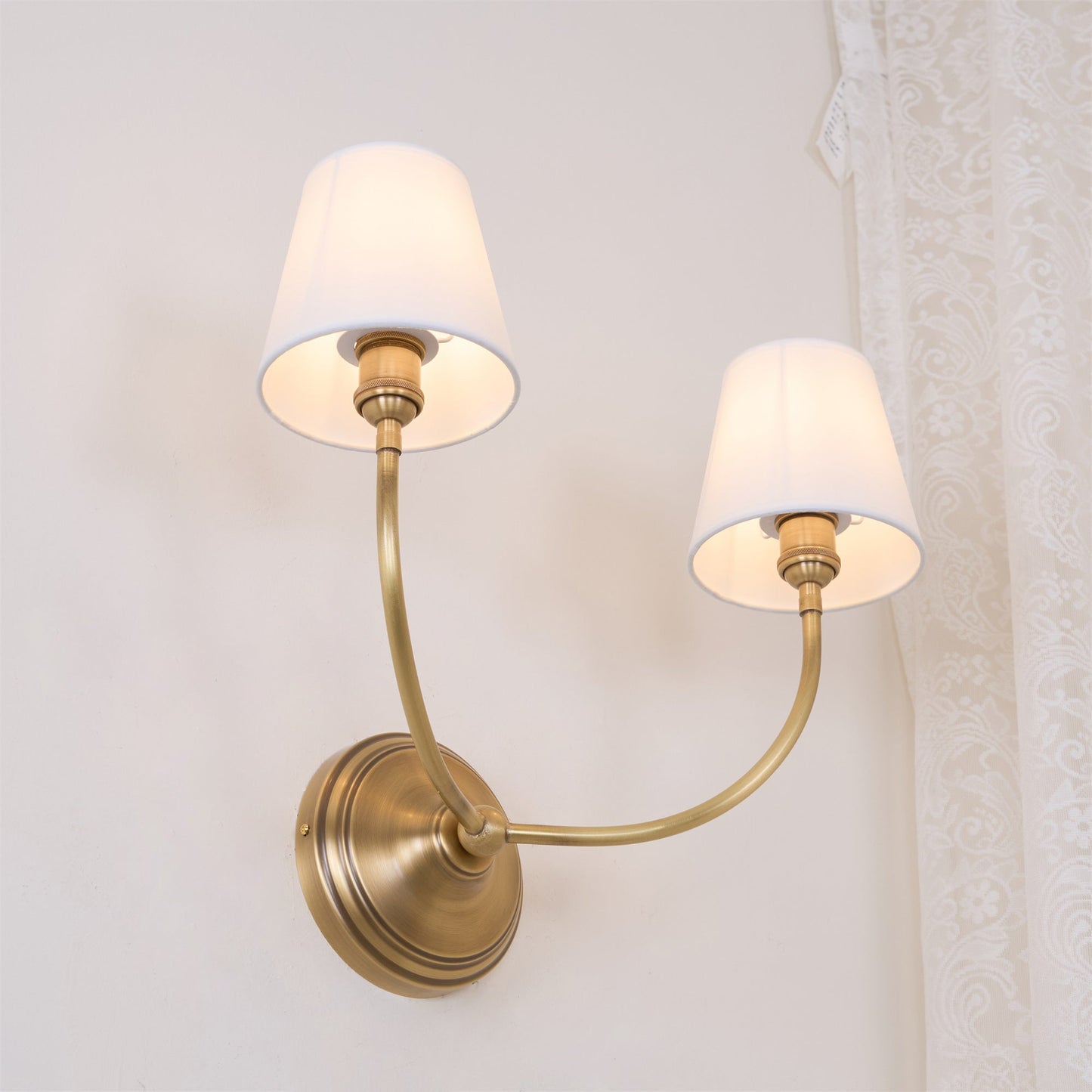 Victor Black Bronze Wall Lamp with Fabric Shade