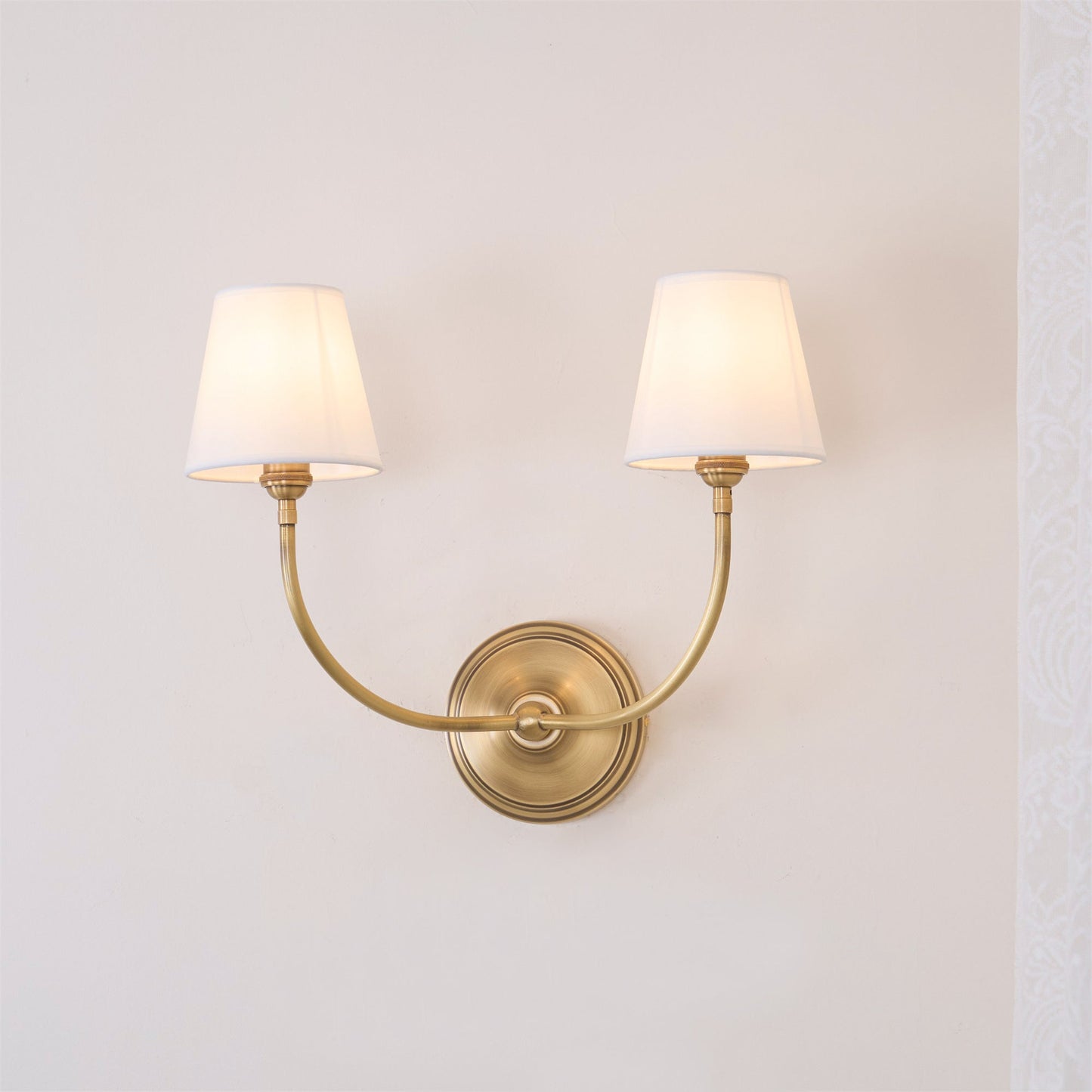 Victor Black Bronze Wall Lamp with Fabric Shade