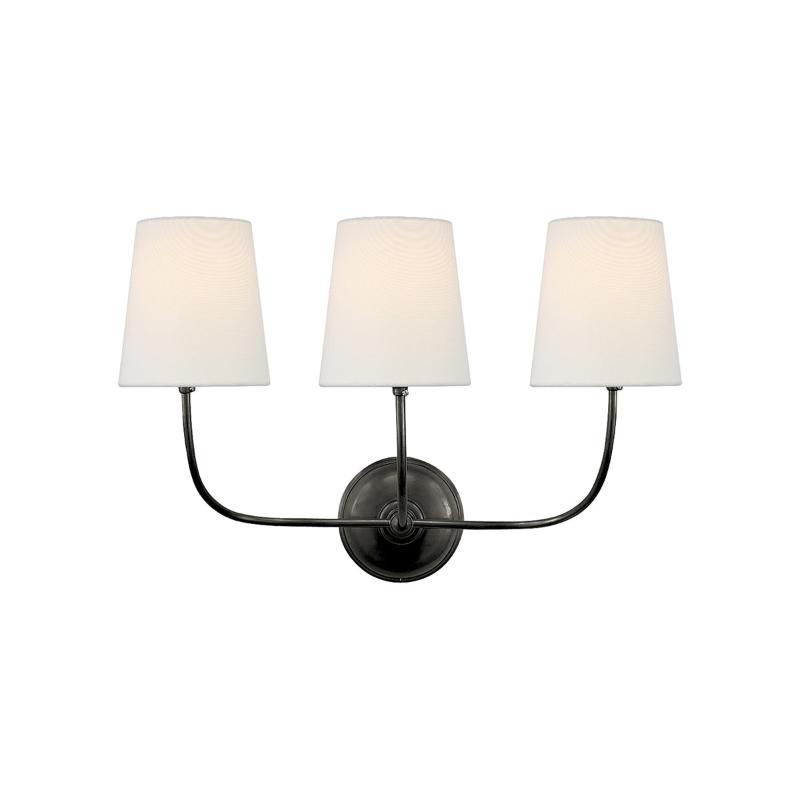 Victor Black Bronze Wall Lamp with Fabric Shade