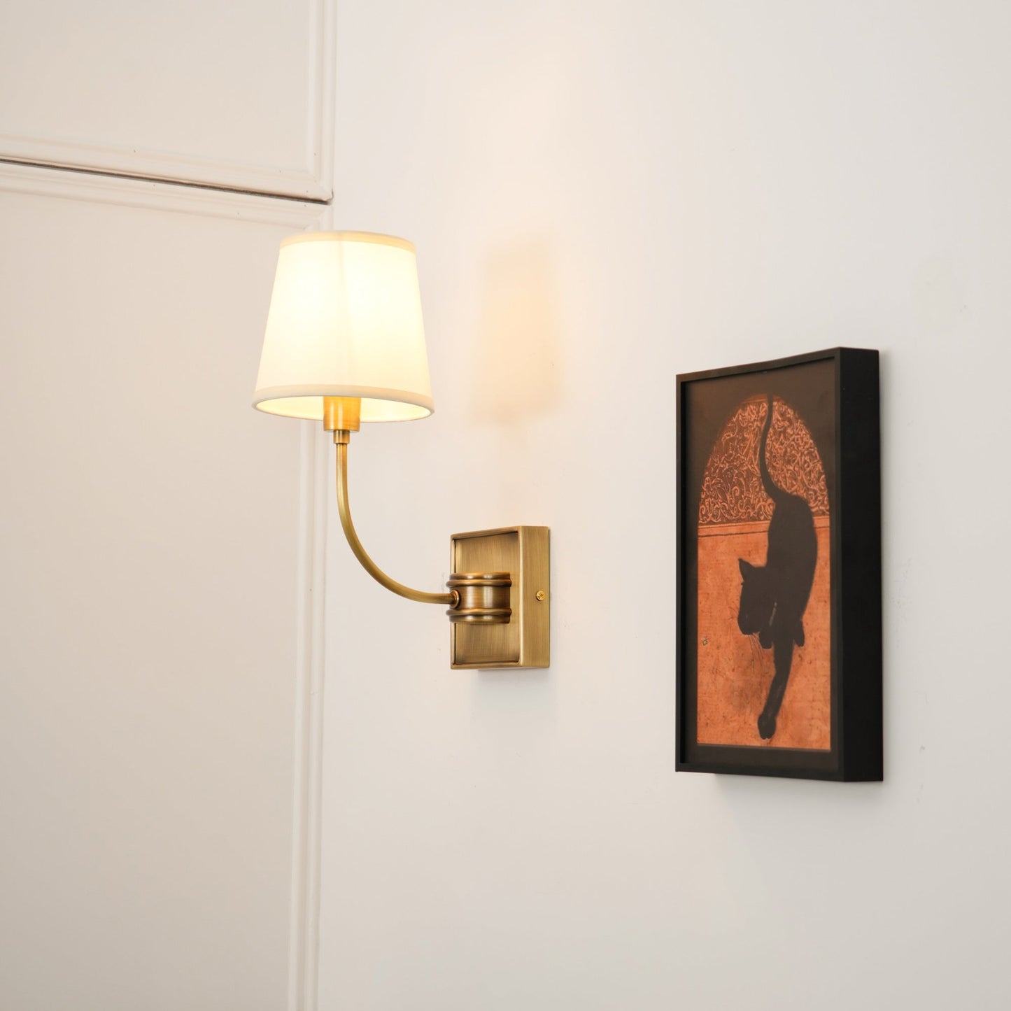 Victor Black Bronze Wall Lamp with Fabric Shade