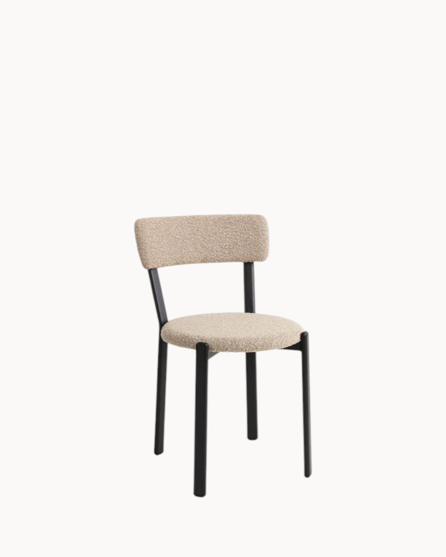 Obu Comfort Dining Chair – Bouclé Upholstery with Metal Frame, Dimensions: 81 x 47 x 52 cm