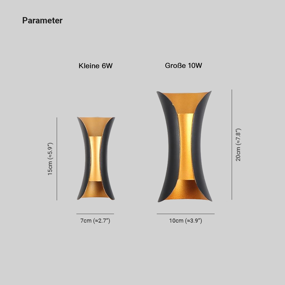 Ray Design Curved LED Outdoor Wall Light - Gold, Black, White Metal for Garden and Hall