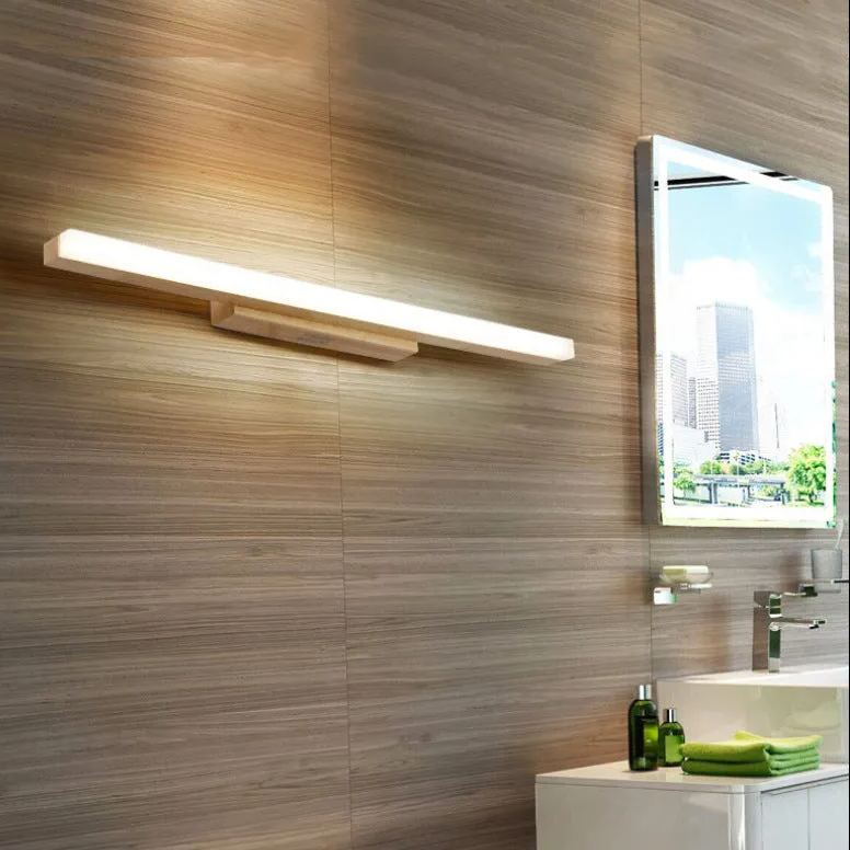 Arisha Contemporary Linear LED Wall Light for Bathroom and Living Room - Wood Finish