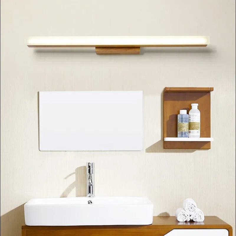 Arisha Contemporary Linear LED Wall Light for Bathroom and Living Room - Wood Finish
