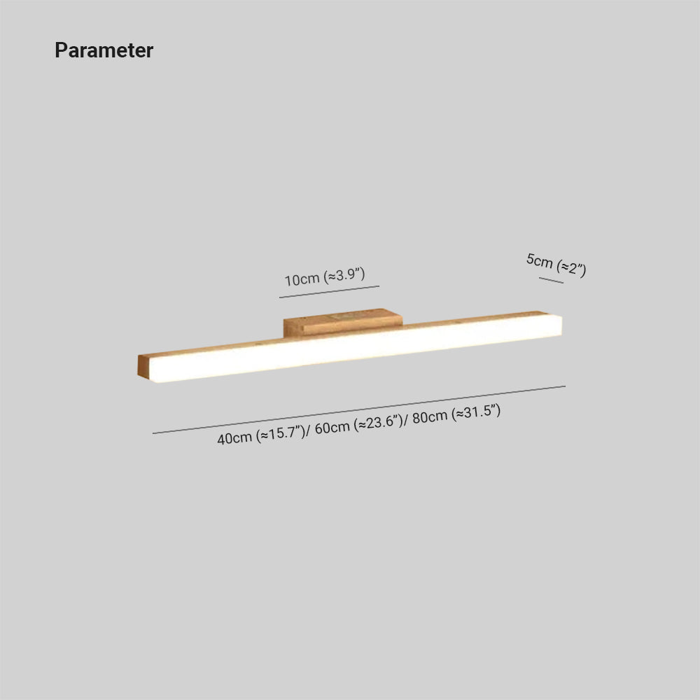 Arisha Contemporary Linear LED Wall Light for Bathroom and Living Room - Wood Finish