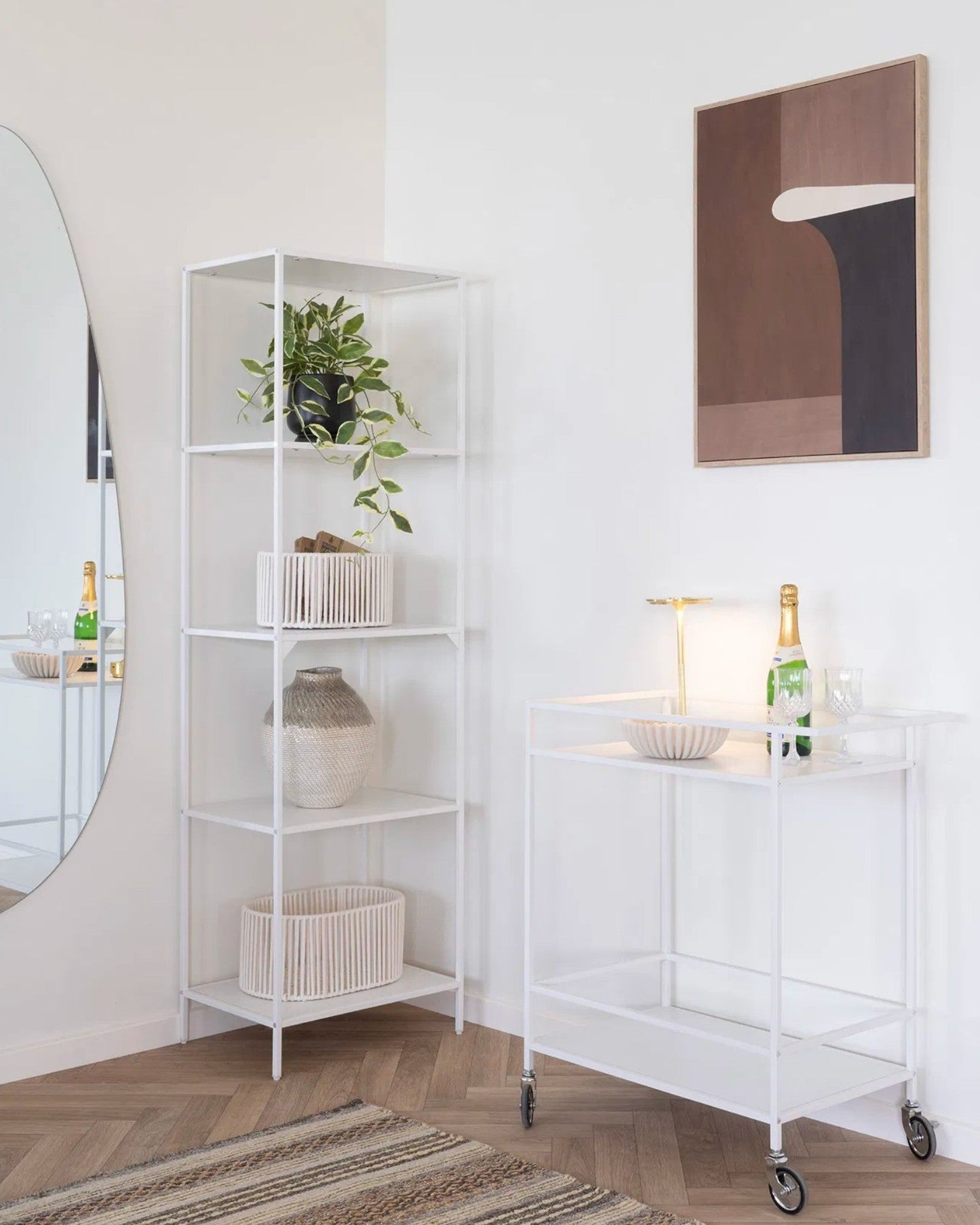 Vita Serving Cart – White Metal Frame with Shelves (68 x 40 x 79 cm)