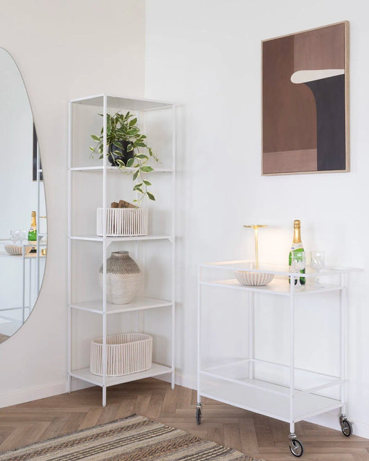 Vita Serving Cart – White Metal Frame with Shelves (68 x 40 x 79 cm)