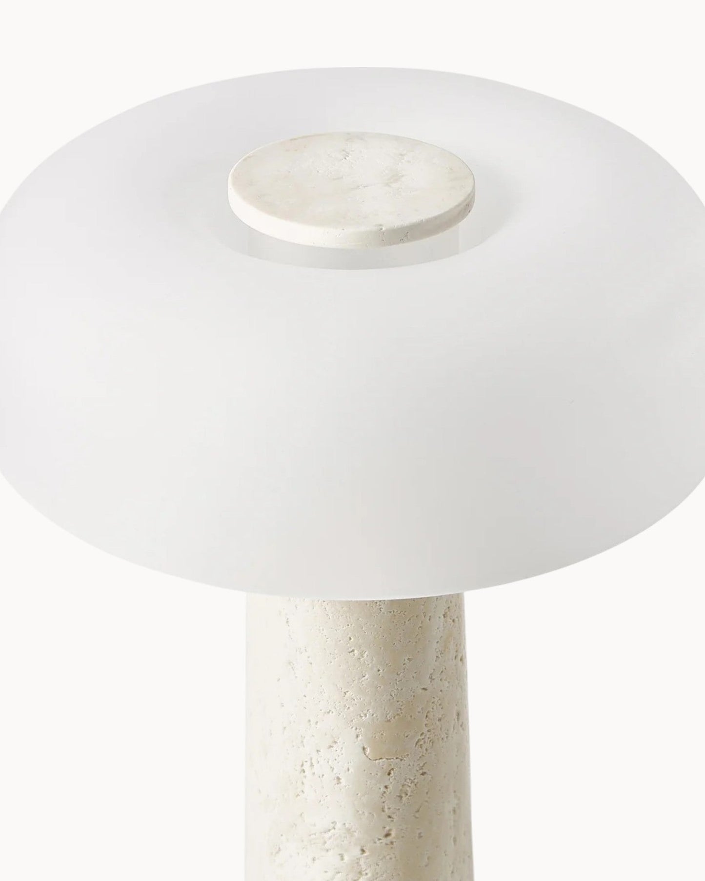 Carla Table Lamp – White Glass with Brown Marble Base – 32cm Diameter