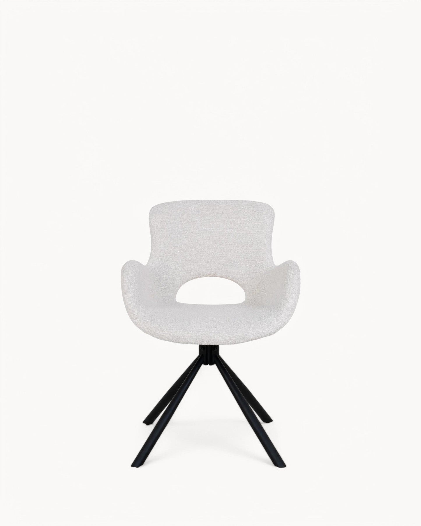 Set of 2 Amorim Swivel Chairs – Off-White Bouclé Upholstery with Metal Legs, 82.5 cm