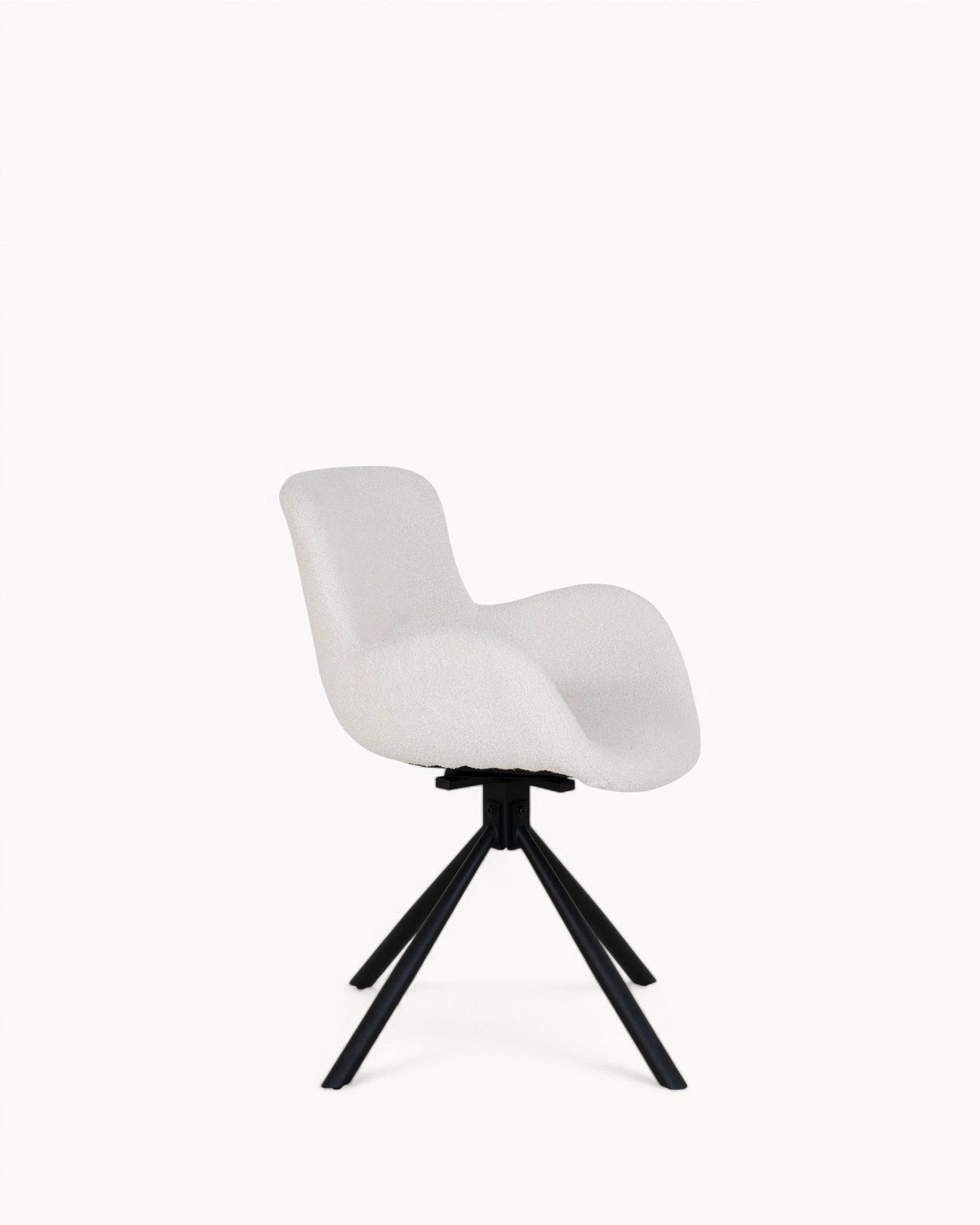 Set of 2 Amorim Swivel Chairs – Off-White Bouclé Upholstery with Metal Legs, 82.5 cm