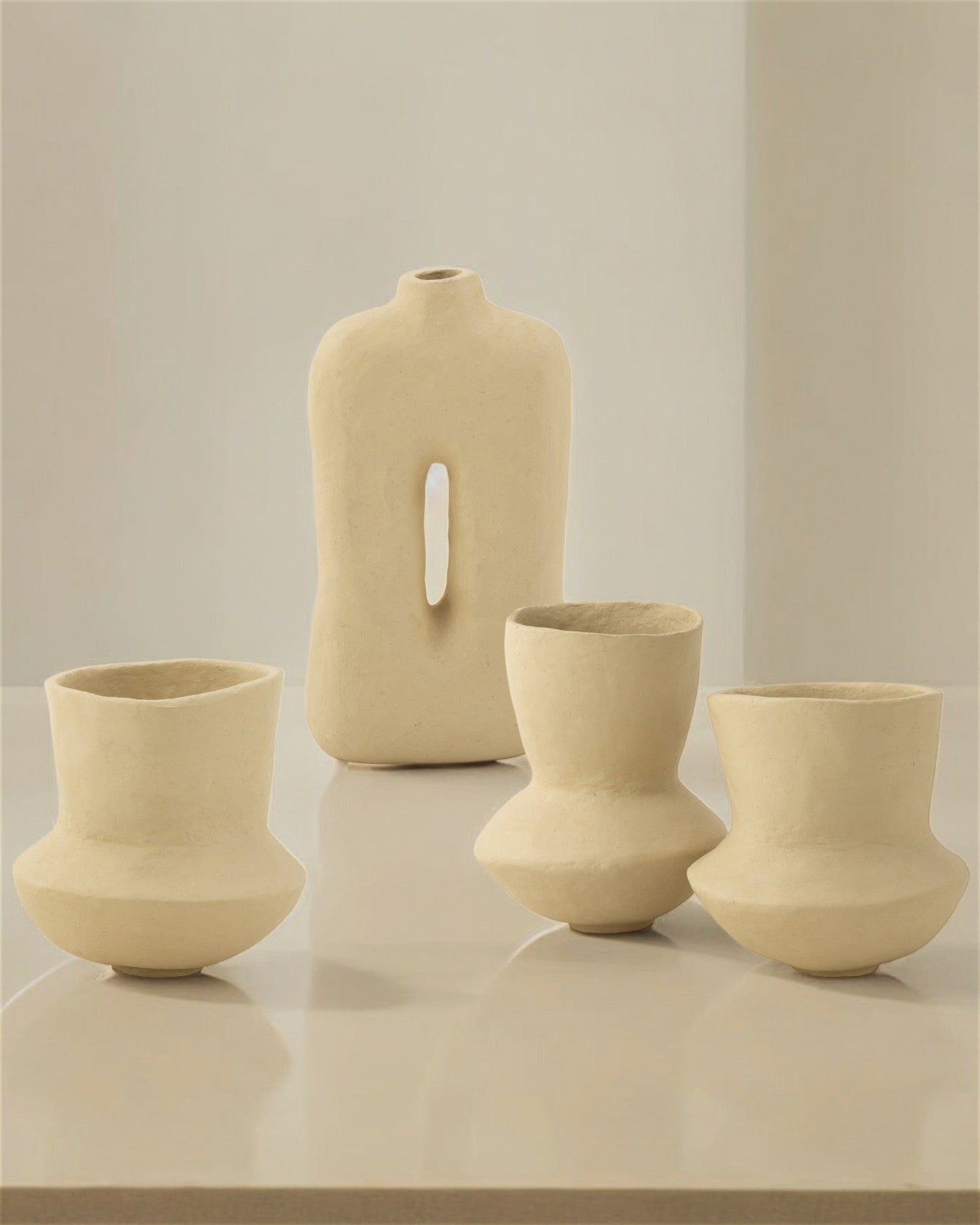 J-Line 50 cm Square Flower Pot – Natural Papier Mâché Design