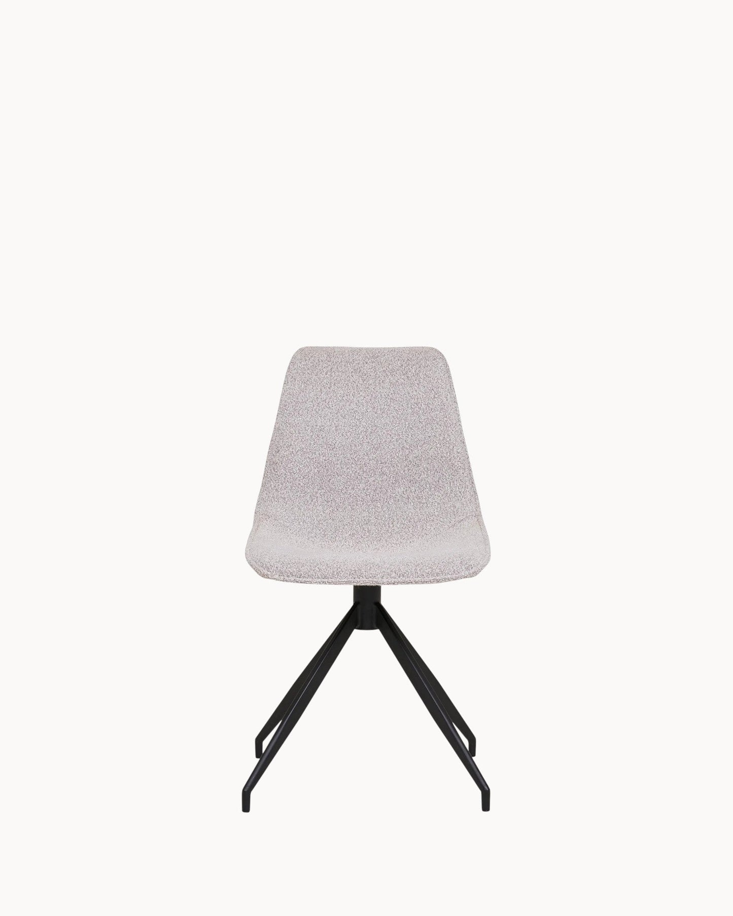 Set of 2 Swivel Dining Chairs – Boucle Sand with Black Legs