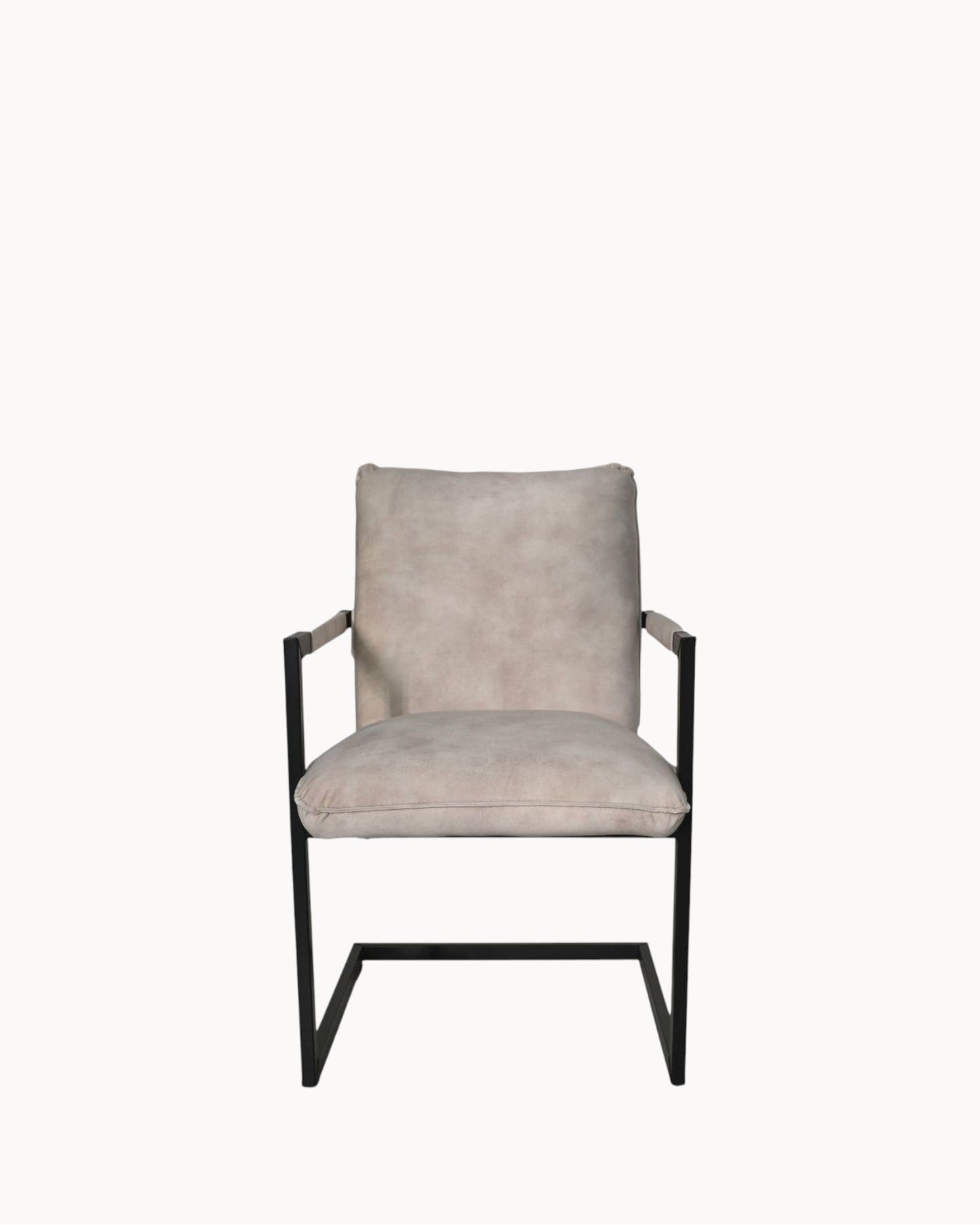Set of 2 Boston Dining Chairs – Natural and Black – Metal Frame – Dimensions: 56x68x89 cm
