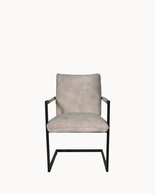 Set of 2 Boston Dining Chairs – Natural and Black – Metal Frame – Dimensions: 56x68x89 cm