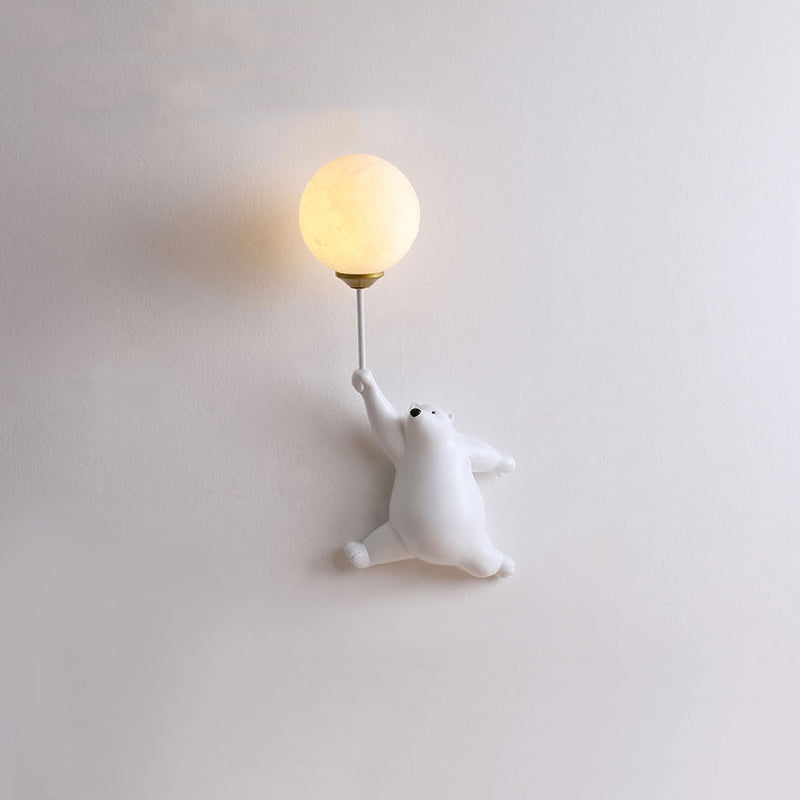 Arisha Design White Bear LED Wall Light for Kids' Rooms and Bedrooms