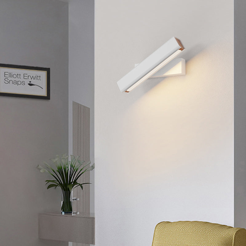 Arisha Contemporary Rotatable LED Wall Light - Rectangular Metal/Wood Design for Living Room