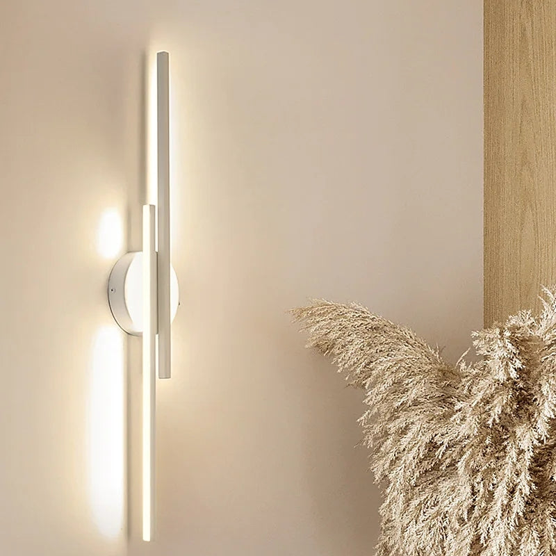 Arisha Contemporary Twin Linear LED Wall Light - Black and White Metal for Bedroom
