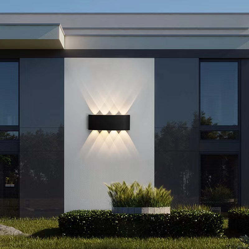 Ray Contemporary Rectangle LED Outdoor Wall Light - White Metal for Patios