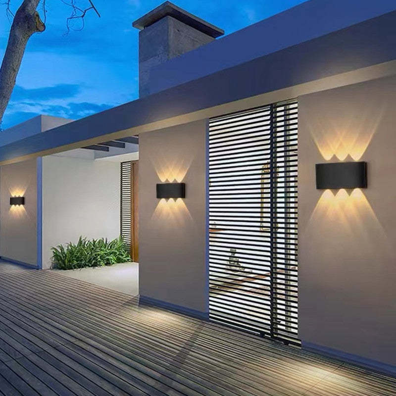 Ray Contemporary Rectangle LED Outdoor Wall Light - White Metal for Patios