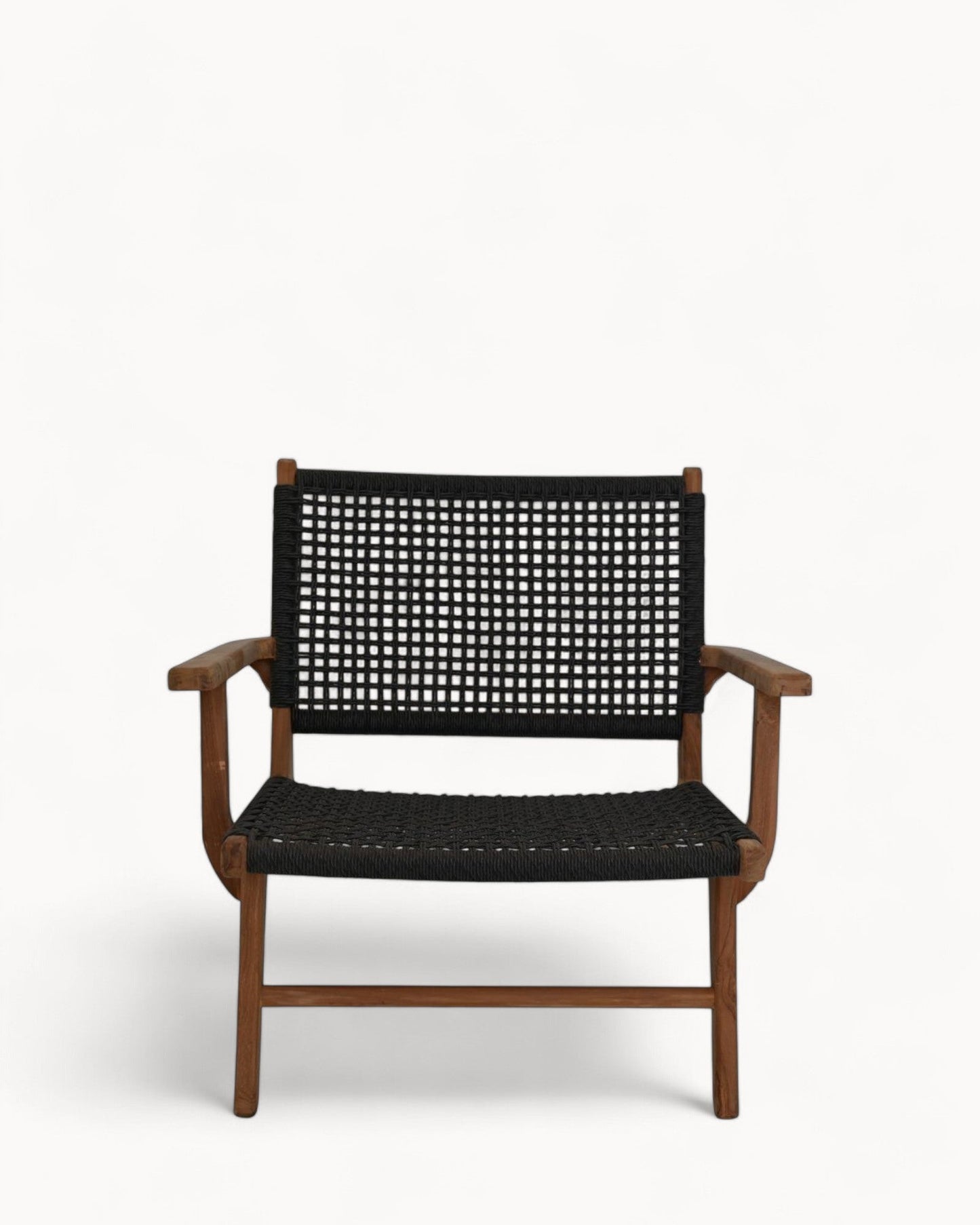 Rio Garden Lounge Chair – Black, Natural Teak & Banana Leaf – Dimensions: 66x80x65 cm
