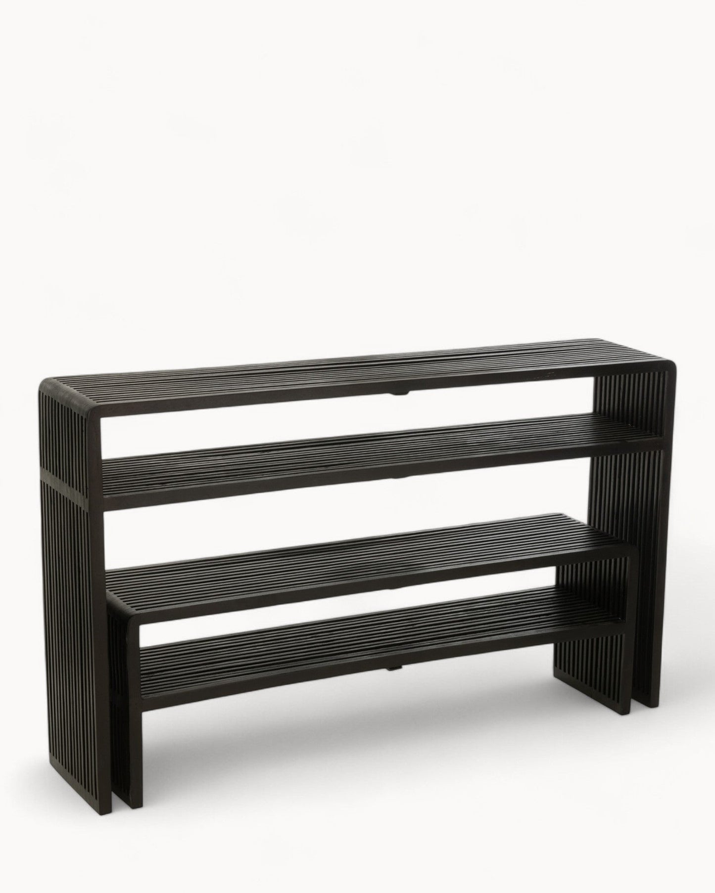 Modern Black Wood Console with Shelf – 80 cm – J-Line