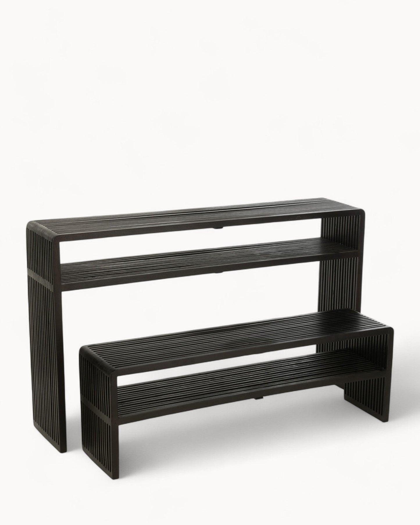 Modern Black Wood Console with Shelf – 80 cm – J-Line