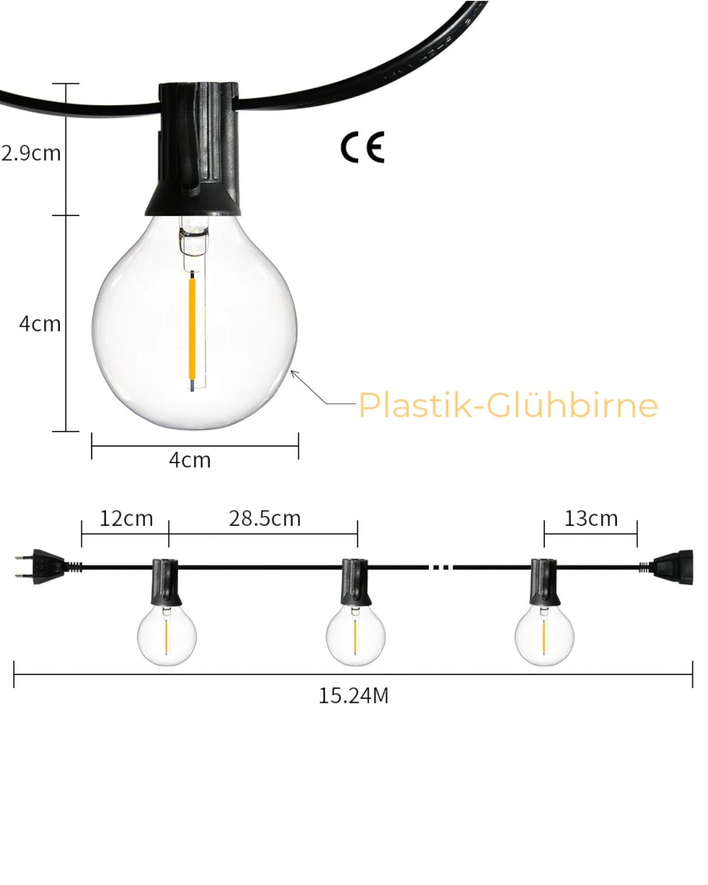 150m Dimmable Waterproof LED String Lights for Garden & Patio - Warm White