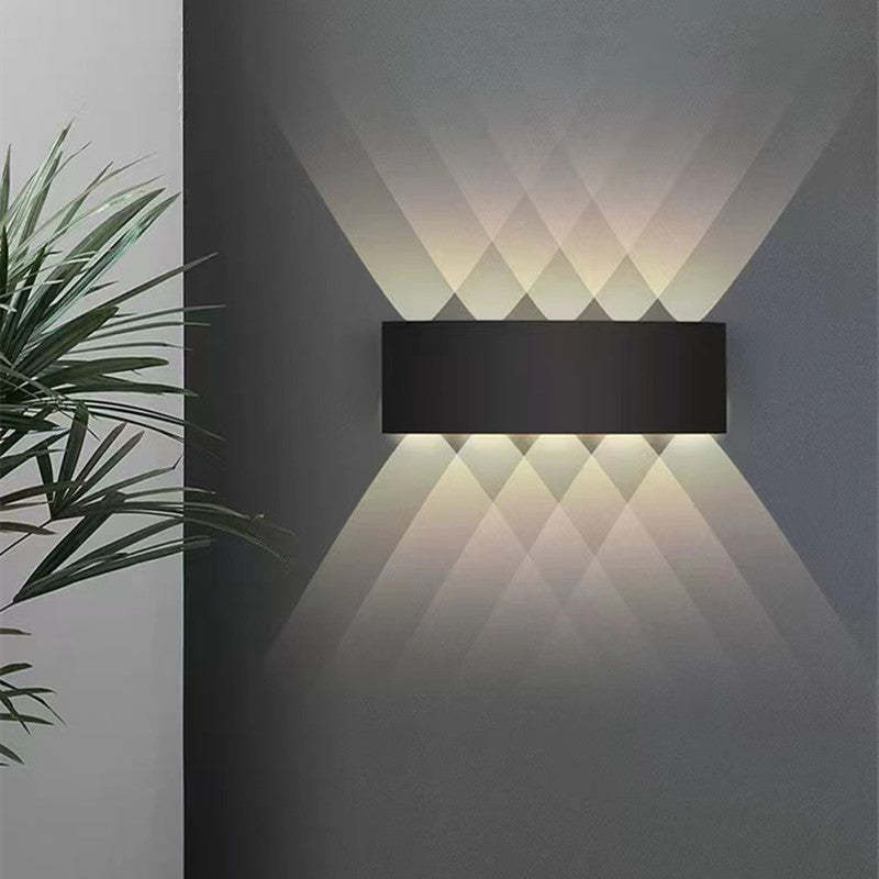 Ray Contemporary Rectangle LED Outdoor Wall Light - White Metal for Patios