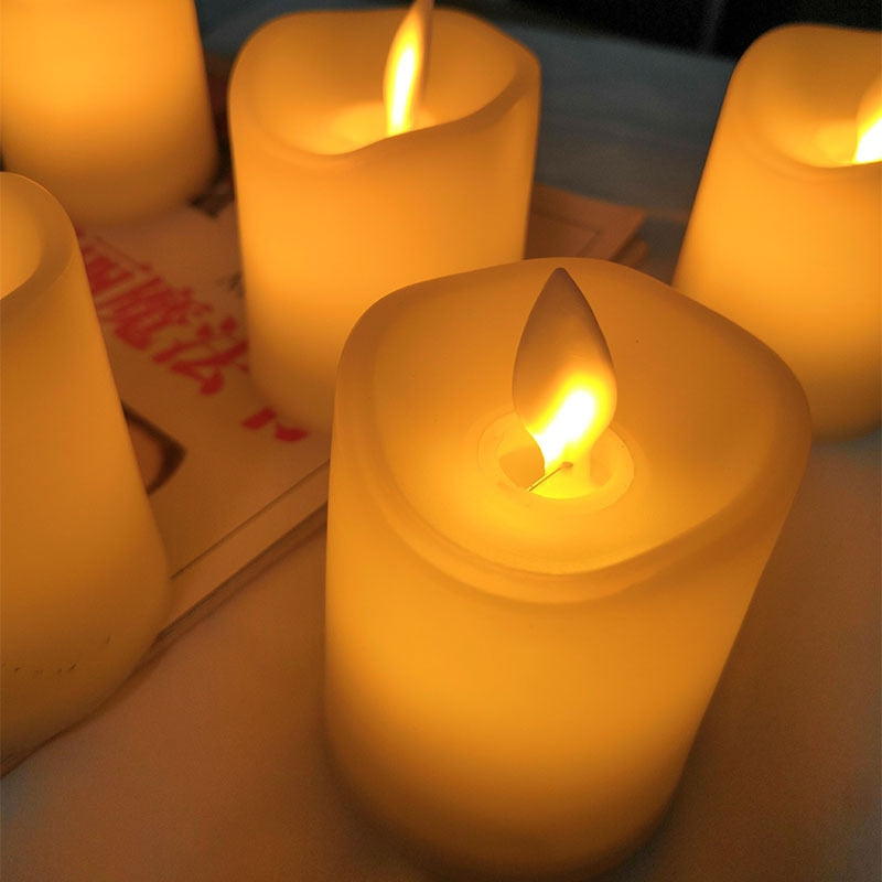 Battery-Operated Flameless LED Block Candles – Safe, Decorative, and Realistic Flickering Effect – Ideal for Living Room, Kitchen, and Bedroom