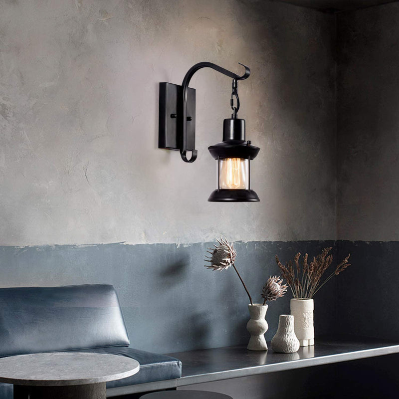 Silva Vintage Industrial Wall Lamp - Black and Bronze Metal/Glass for Indoor Use