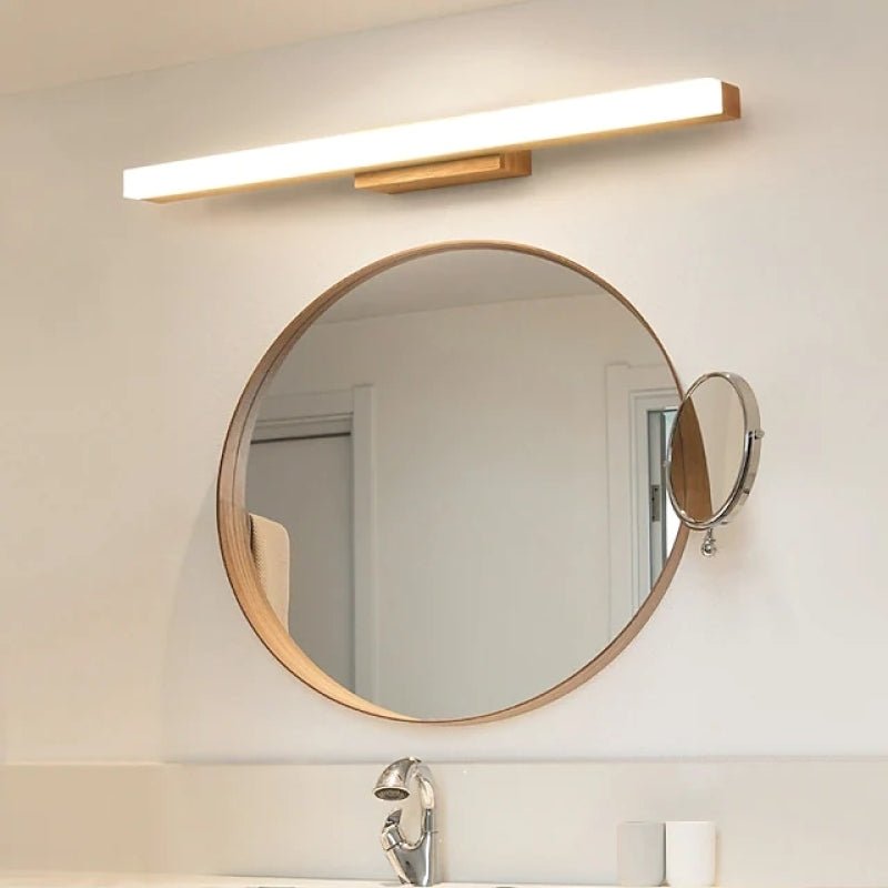 Arisha Contemporary Linear LED Wall Light for Bathroom and Living Room - Wood Finish