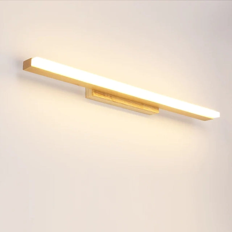 Arisha Contemporary Linear LED Wall Light for Bathroom and Living Room - Wood Finish