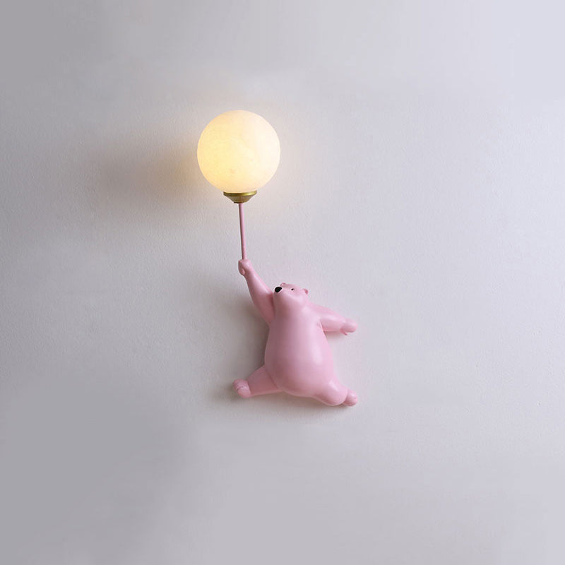 Arisha Design White Bear LED Wall Light for Kids' Rooms and Bedrooms