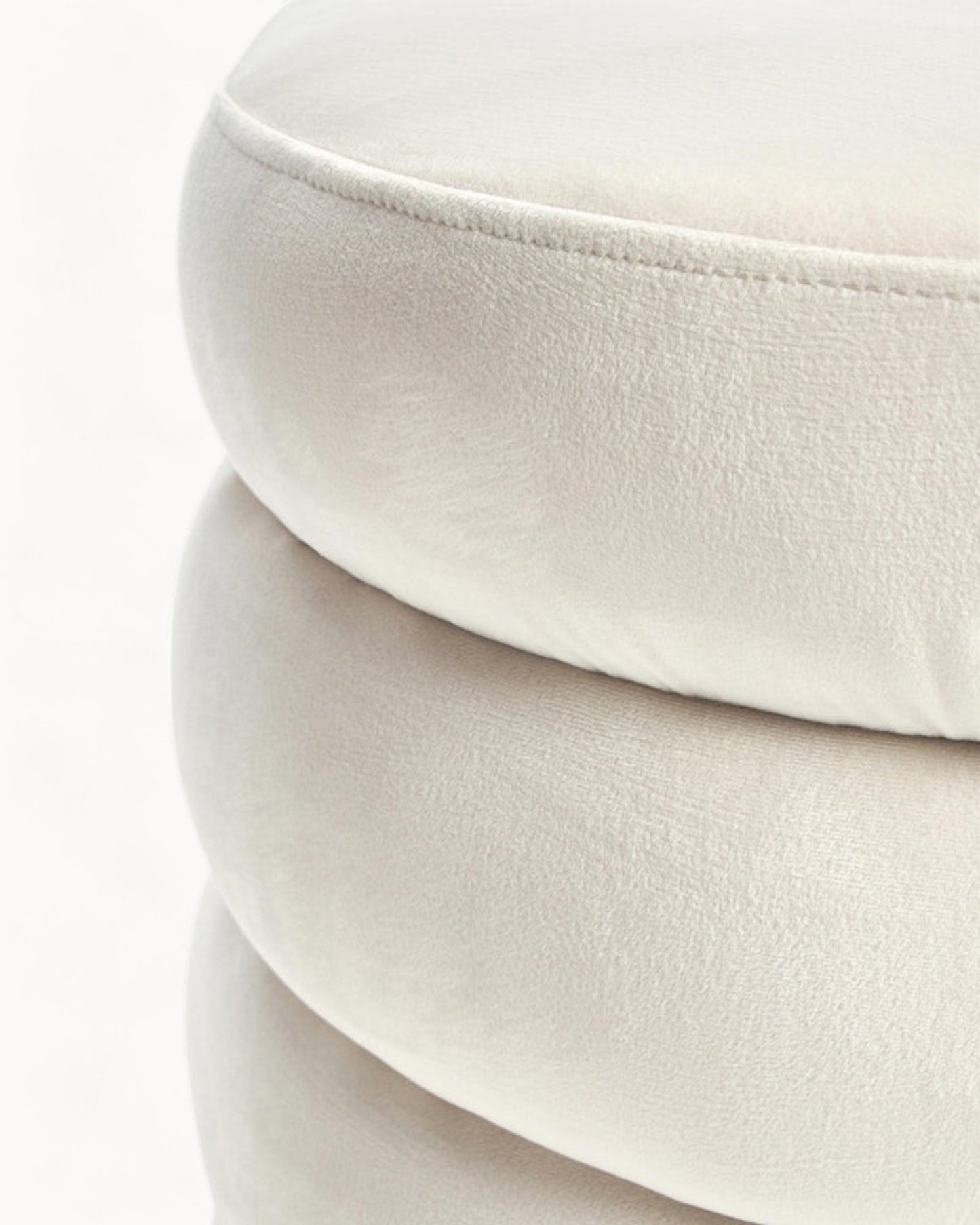 Alto Velvet Pouf – Cream White Round Velvet Stool