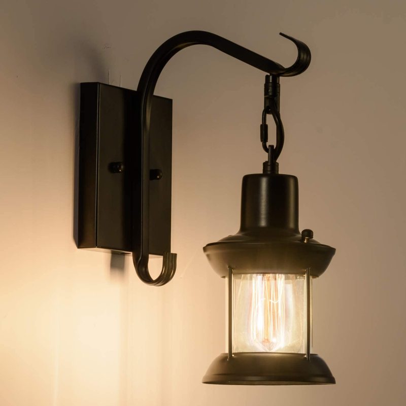 Silva Vintage Industrial Wall Lamp - Black and Bronze Metal/Glass for Indoor Use