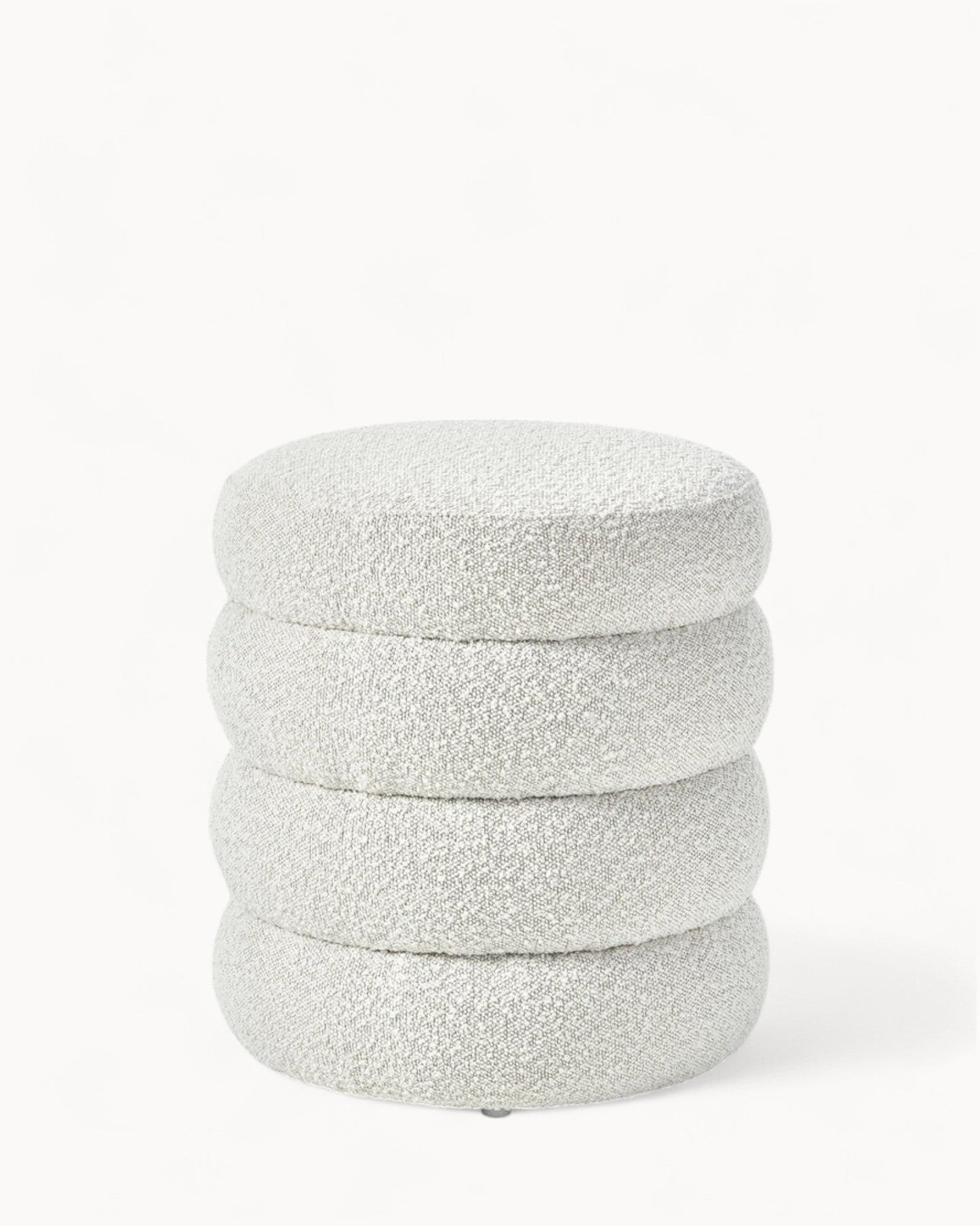 Alto Velvet Pouf – Cream White Round Velvet Stool