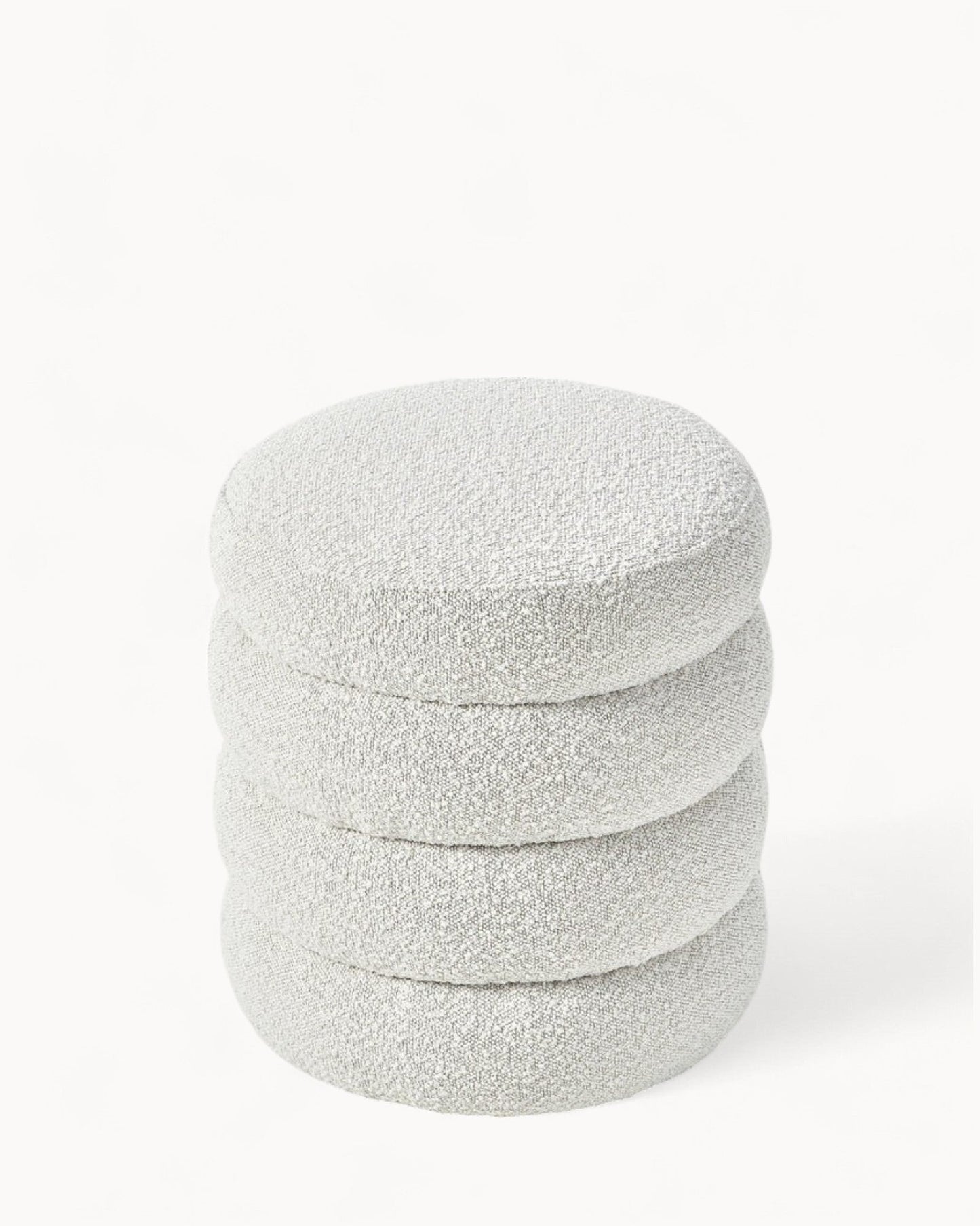 Alto Velvet Pouf – Cream White Round Velvet Stool
