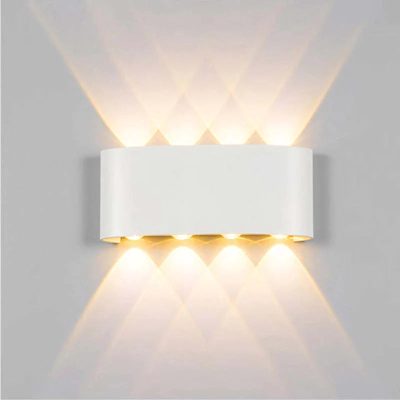 Ray Contemporary Rectangle LED Outdoor Wall Light - White Metal for Patios