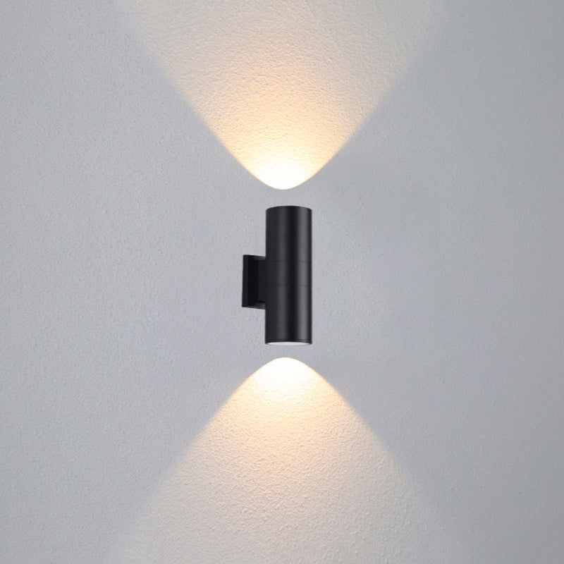 Ray Contemporary Double-Head LED Wall Light - Black Outdoor Metal & Glass