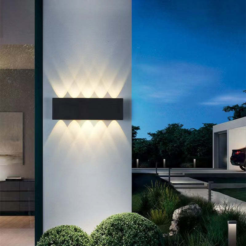 Ray Contemporary Rectangle LED Outdoor Wall Light - White Metal for Patios